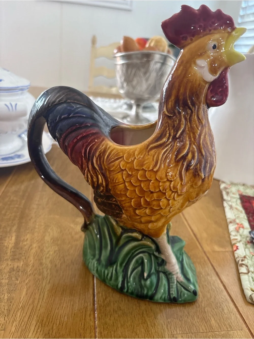 Vintage Ceramic Rooster Pitcher / Vase Farmhouse Country Decor